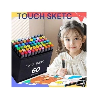 Touch Sketc 60 lı 'Çift Taraflı Marker Kalem Seti Çanta Siyah