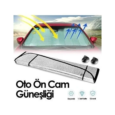 Meyzone Oto Araç Araba Güneşliği Ön Cam Güneşliği Parlak Güneşlik Koruyucu Perde Metalize 130X60
