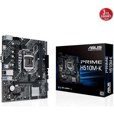 ASUS PRIME H510M-K, 2xDDR4, M.2, D-SUB, HDMI, 10-11.Nesil, LGA1200 Soket,