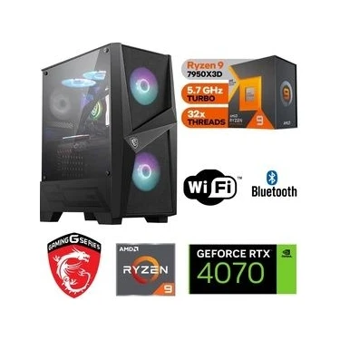 DDR5 GAMİNG PC / 12 GB RTX4070 / RYZEN 9 7950X3D (RYZEN 9 7.NESİL) / 32 GB DDR5 6000 MHZ RAM / 1 TB