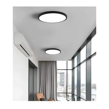 Burenze Tavana Sıfır Plafonyer Panel LED Avize 6400K Beyaz Işık Siyah Metal