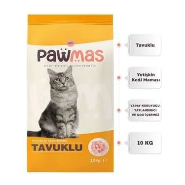 Pawmas Tavuklu Yetişkin Kedi Maması 10