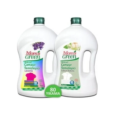 2'li Set Mom's Green  Bitkisel Çamaşır Temizleyici RENKLİLER 40 Yıkama + BEYAZLAR İÇİN 40