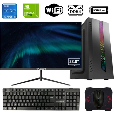 Xaser XSR918 I7 12700F 16GB Ram 512GB M.2 Nvme SSD 4gb GT740 23.8" Monitör  Ofis Hazır