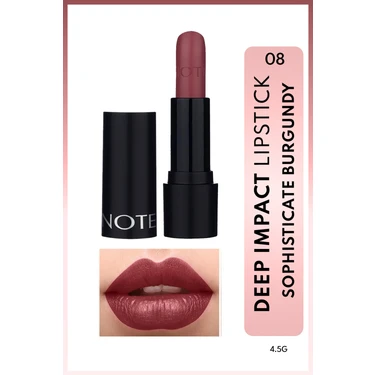 Deep Impact Lipstick Kremsi Dokulu Yarı Parlak Ruj 08 Sophisticate Burgundy -