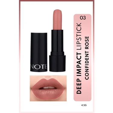 Deep Impact Lipstick Kremsi Dokulu Yarı Parlak Ruj 03 Confident Rose -