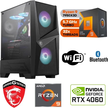 MSI 8 GB Rtx 4060  – Gaming Pc Ddr5 – Ryzen 9 7950X3D – 32GB Ddr5 6000 Mhz Ram  - 1tb M.2 SSD –