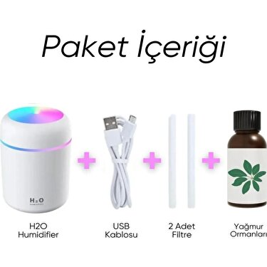 Ultrasonik Hava Nemlendirici  + 2 Flitreli Hediyeli + 1 Koku Hediyeli Gece Lambası,koku Dağıtıcı