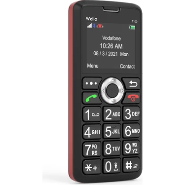 Welio Wkey T100 Kamerasız Siyah-Kırmızı Asker/yaşlı Cep Telefonu