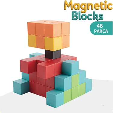 Learning Fun 48 Parça Manyetik Küp Bloklar Dıy Yapı
