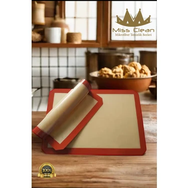 Missclean Miss Clean 30X40 Yıkanabilir Kendinden Yağlı Silikon Pişirme Matı Açık Kahverengi