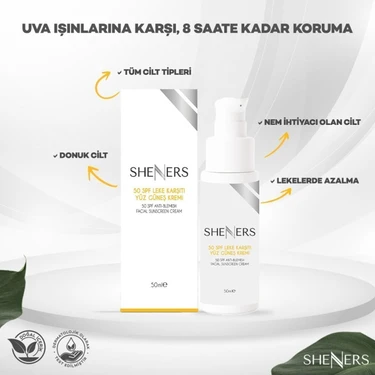 Sheners 50 Spf-Yüksek Koruma, Leke Karşıtı ve Aydınlatıcı Etkili Yüz Güneş