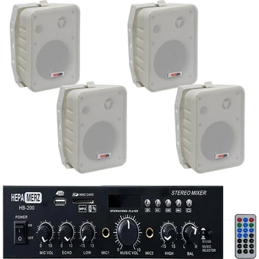 Lastvoice Ekonomi Wall Paket-4W Anfi ve Duvar Hoparlörü Seti (1 ANFİ + 4