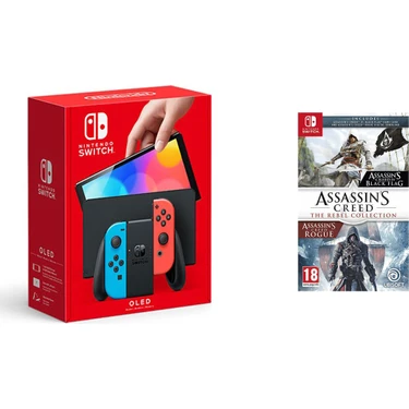 Nintendo Switch OLED Yeni Nesil Konsolu Sıfır + Assassins Creed The Rebel