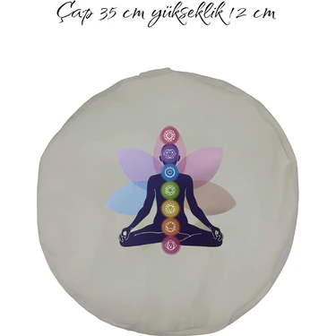 Yoga ve Meditasyon Minderi | Karabuğday Kabuklu Dolgulu - Renkli Çakra Baskılı Zafu