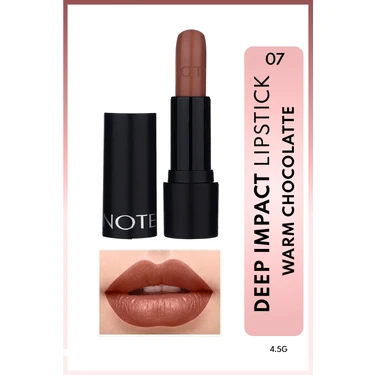 Deep Impact Lipstick Kremsi Dokulu Yarı Parlak Ruj 07 Warm Chocolatte -
