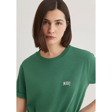 Mavi Mavi Logo Baskılı Yeşil Tişört