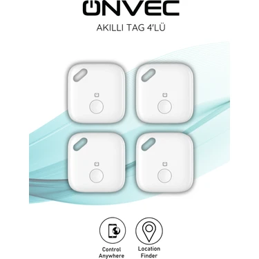 Onvec Smart Tag Beyaz Akıllı Takip Cihazı 4 Adet