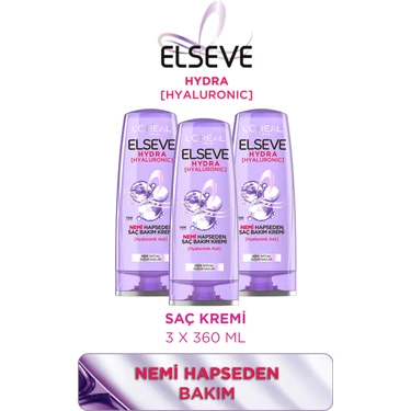 L'oréal Paris Elseve Hydra Nemi Hapseden Saç Bakım Kremi 360 ml x 3