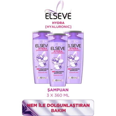 Elseve 3'lü L'oréal Paris Elseve Hydra Nem Dolduran Şampuan 360 ml