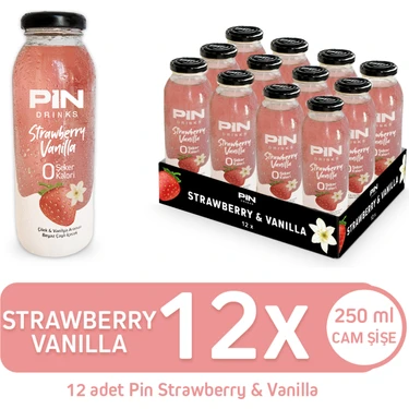 Pin Strawberry Vanilla Beyaz Çaylı Özel Seri - Şekersiz & Kalorisiz 250 MLX12