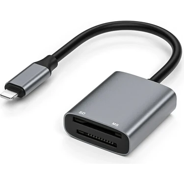 Mettzchrom Sony Uyumlu Lightning Hafıza Kart Okuyucu Memory Stick Pro Duo / Sd Kart iphone 14 13 12