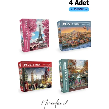 Neverland 4 Adet 1000 Parça Puzzle - Eyfel / Istanbul Fiyatı