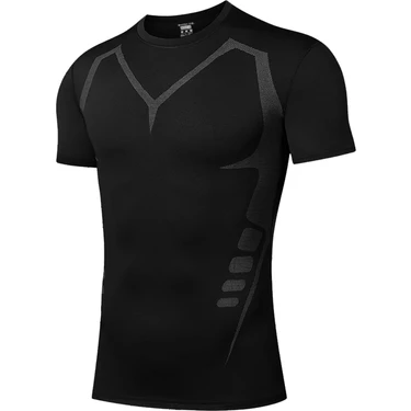 Ghassy Co. Erkek Ultra Esnek Koşu Egzersiz Hızlı Kuruma Nefes Alabilen Kısa Kollu Spor