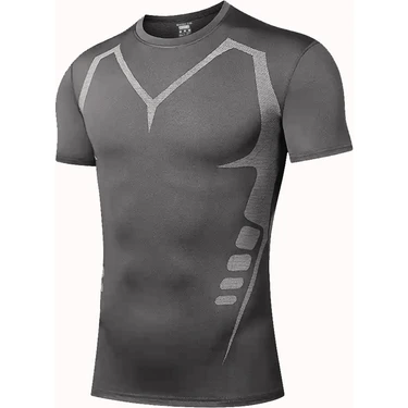 Ghassy Co. Erkek Ultra Esnek Koşu Egzersiz Hızlı Kuruma Nefes Alabilen Kısa Kollu Spor