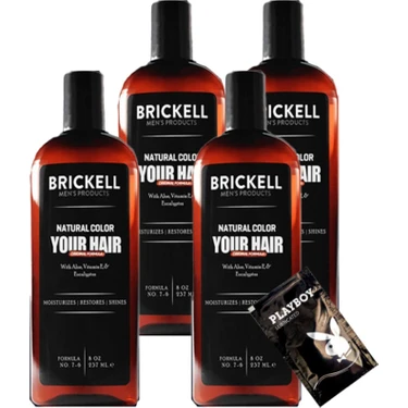 Brickell Erkeklere Özel 4 Adet x Beyazlık Giderici  Anti-White 237 ml Saç Sakal Bakım Şampuanı + 1