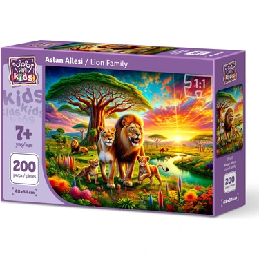 Art Puzzle Art Çocuk Aslan Ailesi 200 Parça