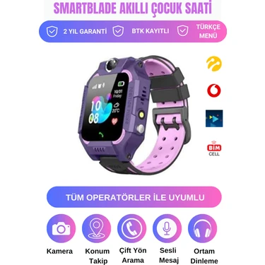 Smartblade Q19 Lbs Konumlu Akıllı Çocuk Takip Saati Sim Kartlı Arama, Kameralı, Gizli Dinleme