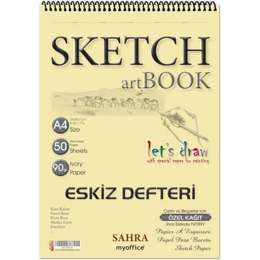 Byars Bilişim Byars-Eskiz Defteri A4 50 Yaprak Spiralli Ivory Sketchbook 90 gr