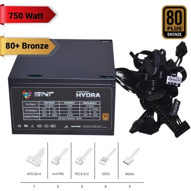 Snt Hydra-B 750W 80+ Bronze Siyah Kasa Power