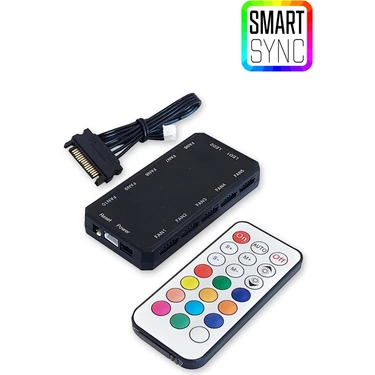 Smartsync 6 Pin Rgb Kontrolcü ve Kumanda Seti Denetleyici Tüm 6 Pin Fanlar ile Uyumludur Remote