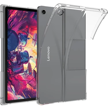 XFashion Lenovo Tab Plus Dört Köşe Darbeye Dayanıklı Şeffaf Tablet Tpu Kapak (Yurt