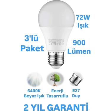 Horoz 9W LED Ampul Beyaz Işık E27 Duy 900 Lümen LED