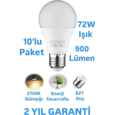 Horoz 9W LED Ampul Günışığı E27 Duy 900 Lümen LED Lamba 2700