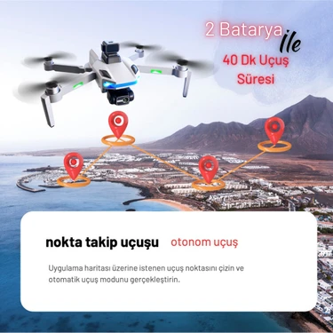 Piha S135PRO Drone Gps 4K Hd Çift Kamera 2 Batarya ile 40 Dakika Uçuş Süresi Engelden Kaçınma ve