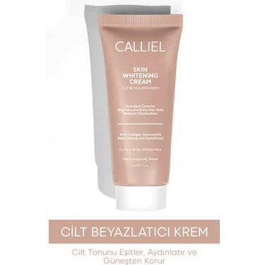 Calliel Cilt  Krem, Cilt Tonunu Aydınlatır ve Eşitler  (With Collagen, Niacinamide ve Kojic Acid)