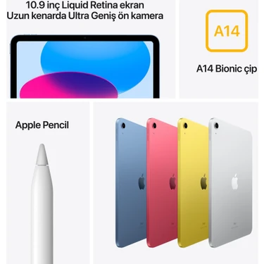 Apple iPad 10.nesil 64GB 10.9 Wi-Fi Tablet Gümüş MCM74TU/A Fiyatı