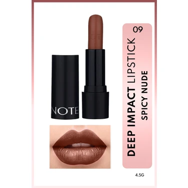 Deep Impact Lipstick Kremsi Dokulu Yarı Parlak Ruj 09 Spicy Nude -