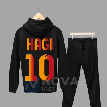 Biy Store Gheorghe Hagi 10 Numara Futbol Forma Sırt Baskılı Unisex Kapüşonlu Spor Sweatshirt