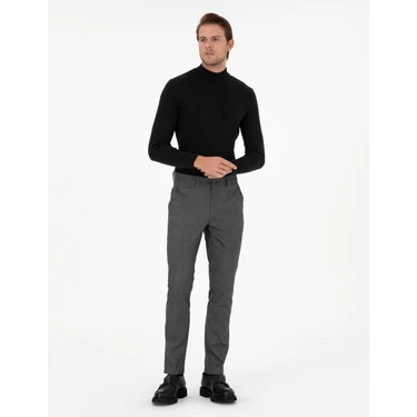 Pierre Cardin Erkek Gri Slim Fit Kanvas Pantolon