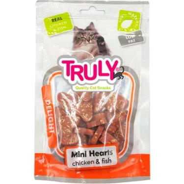 Truly Delight Tavuk Etli ve Balıklı Kalp Şeklinde Yumuşak Kedi Ödül Maması 50