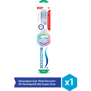 Sensodyne Çok Yönlü Koruma+ Dil Temizleyicili Diş Fırçası