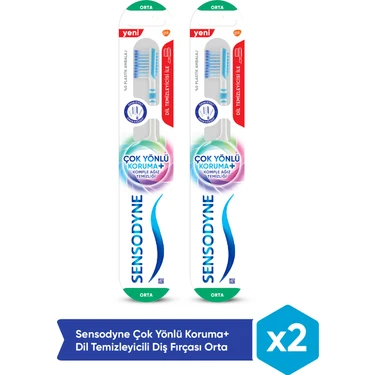 Sensodyne Çok Yönlü Koruma+ Dil Temizleyicili Diş Fırçası Orta X 2