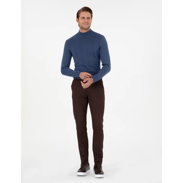 Pierre Cardin Erkek Koyu Kahverengi Slim Fit Kanvas Pantolon