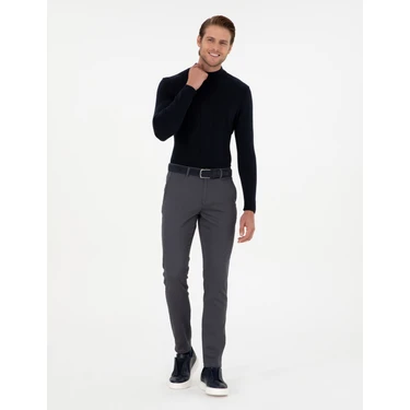 Pierre Cardin Erkek Antrasit Slim Fit Kanvas Pantolon