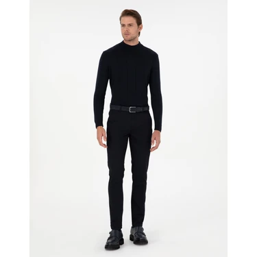 Pierre Cardin Erkek Siyah Slim Fit Kanvas Pantolon